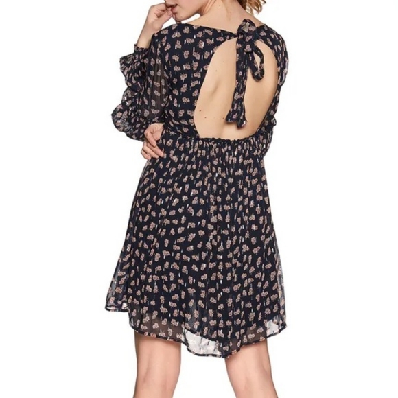 Free People Maria Smocked Floral Mini Dress in Midnight Combo - Picture 2 of 6